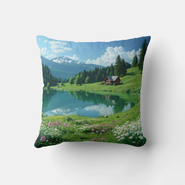 Hütte am Crystal Lake Cushion Kissen (Rückseite)