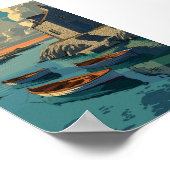 Hütte am Meer mit Booten - Die Küste Sunset Art Poster (Ecke)