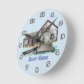 Hütte am Meer Runde Wanduhr (Winkel)
