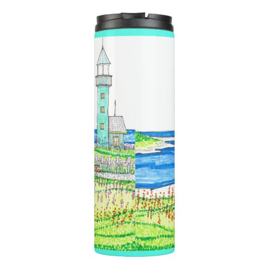 Hütte am Meer Thermal Tumbler Thermosbecher (Rückseite)