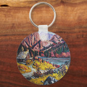 Hütte am See & Gebirge Schlüsselanhänger (Vorderseite)