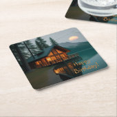 Hütte am See Geburtstag Rechteckiger Pappuntersetzer (angewinkelt)