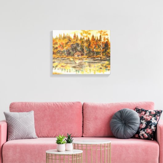 Hütte am See Leinwanddruck (Insitu (Wohnzimmer))
