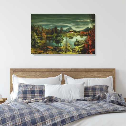 Hütte am See Leinwanddruck (Insitu (Schlafzimmer))