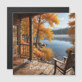 Hütte am See Magnetkarte zum Geburtstag (Vorne/Hinten)