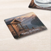 Hütte am See Rechteckiger Pappuntersetzer (angewinkelt)