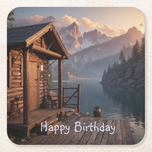 Hütte am See Rechteckiger Pappuntersetzer (Vorderseite)