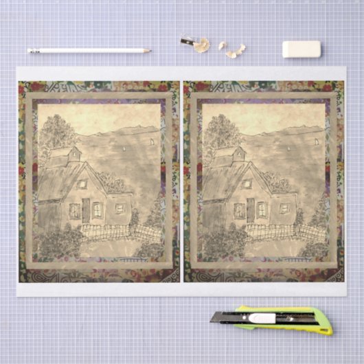 Hütte am See Seidenpapier (Handwerk)