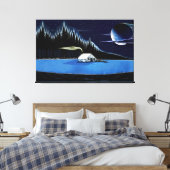 "Hütte am See" Stretched Canvas Print. Leinwanddruck (Insitu (Schlafzimmer))