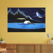 "Hütte am See" Stretched Canvas Print. Leinwanddruck (Insitu (Wohnzimmer))