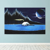 "Hütte am See" Stretched Canvas Print. Leinwanddruck (Insitu (Holzboden))