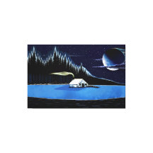 "Hütte am See" Stretched Canvas Print.