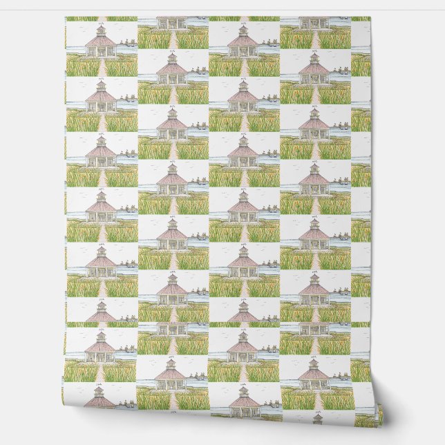 Hütte am Strand Gelb Tapete (Abrollen)