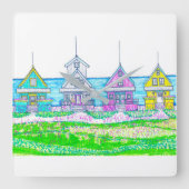 Hütte am Strand Quadratische Wanduhr (Vorderseite)