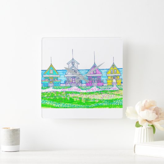 Hütte am Strand Quadratische Wanduhr (Zuhause)