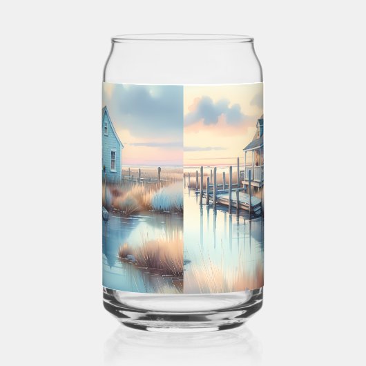 Hütte an der Küste bei Sunrise Marsh Dosenglas (Links)