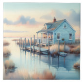 Hütte an der Küste bei Sunrise Marsh Fliese (Vorderseite)