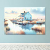 Hütte an der Küste bei Sunrise Marsh Leinwanddruck (Insitu (Holzboden))