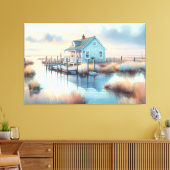 Hütte an der Küste bei Sunrise Marsh Leinwanddruck (Insitu (Wohnzimmer))