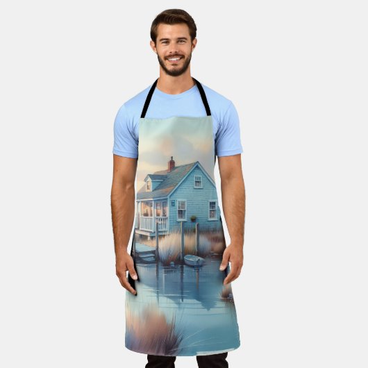 Hütte an der Küste bei Sunrise Marsh Schürze (Getragen)