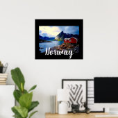 Hütte an der Wasserfront Landschaftlich Norwegen Poster (Heimbüro)