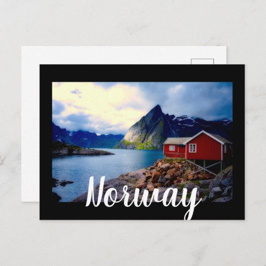 Hütte an der Wasserfront Landschaftlich Norwegen Postkarte (Vorne/Hinten)