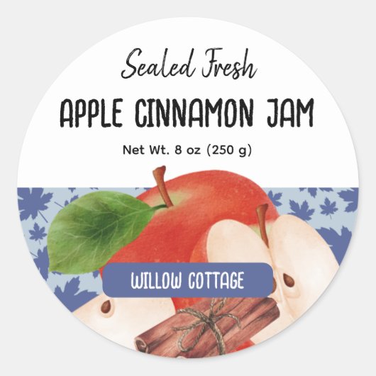 Hütte Apple Cinnamon Jam Lid Label Aufkleber (Vorderseite)