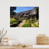 Hütte auf dem Land mit Strohdach Poster (Küche)