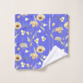 Hütte auf der Wiese blau Badhandtuch Set (Waschlappen)