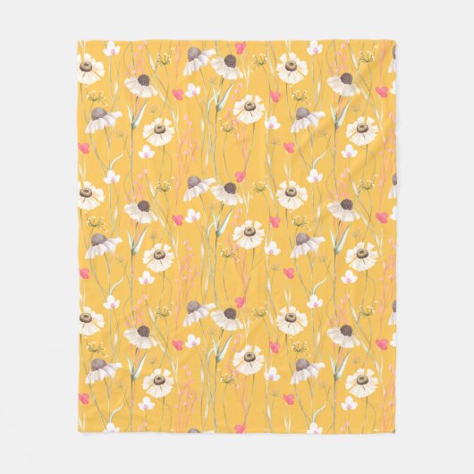 Hütte auf der Wiese gelb Fleecedecke (Vorderseite)