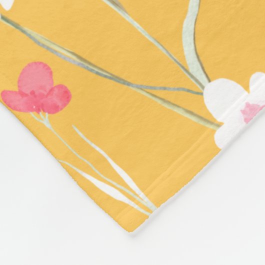 Hütte auf der Wiese gelb Fleecedecke (Ecke)