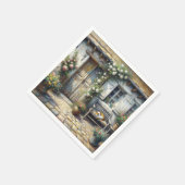 Hütte auf Holzbank Serviette (Ecke)