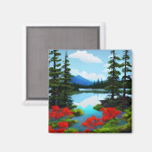 Hütte Aussicht auf den See Magnet (Vorderseite/Rückseite)