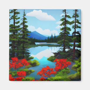 Hütte Aussicht auf den See Magnet