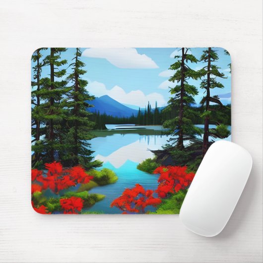 Hütte Aussicht auf den See Mousepad (Mit Mouse)