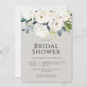 Hütte Bauernhof Weiß Blumenbeete Brautparty Einladung (Vorderseite)