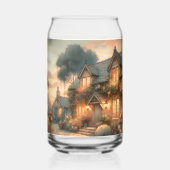 Hütte bei Sonnenuntergang mit Rose Dosenglas (Rückseite)