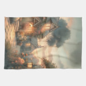 Hütte bei Sonnenuntergang mit Rose Geschirrtuch (Horizontal)