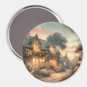 Hütte bei Sonnenuntergang mit Rose Magnet (Vorderseite/Rückseite)