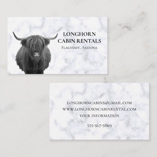 Hütte Berg Zuhause Urlaub Miete Kuh Highland B Visitenkarte (Vorne/Hinten)