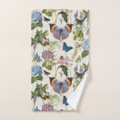 Hütte Blue Hydrangea Floral Botanischer Schmetterl Badhandtuch Set (Handtuch)
