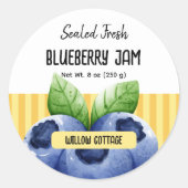 Hütte Blueberry Jam Lid Label Aufkleber (Vorderseite)