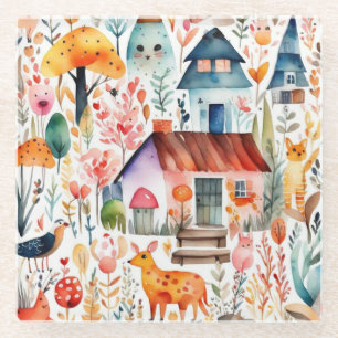 Hütte Blumenhaine Glasuntersetzer