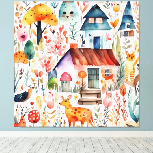 Hütte Blumenhaine Leinwanddruck (Insitu (Holzboden))