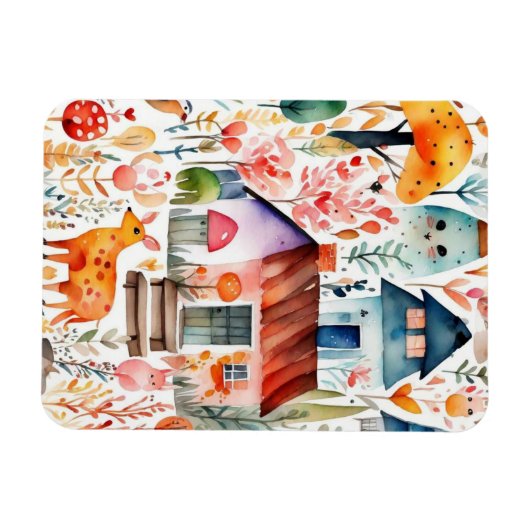 Hütte Blumenhaine Magnet (Horizontal)