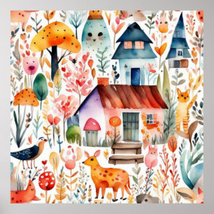 Hütte Blumenhaine Poster