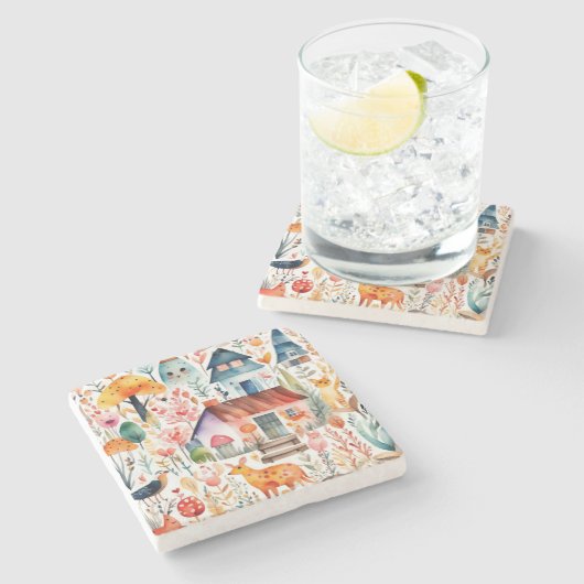 Hütte Blumenhaine Steinuntersetzer (Seitenansicht)