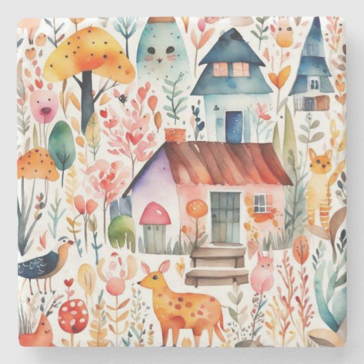 Hütte Blumenhaine Steinuntersetzer (Vorderseite)