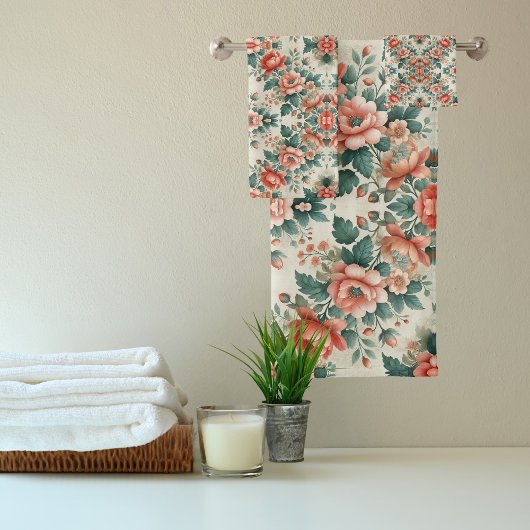 Hütte Blumenmuster Badhandtuch Set