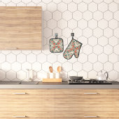 Hütte Blumenmuster Ofenhandschuh & Topflappen-Set